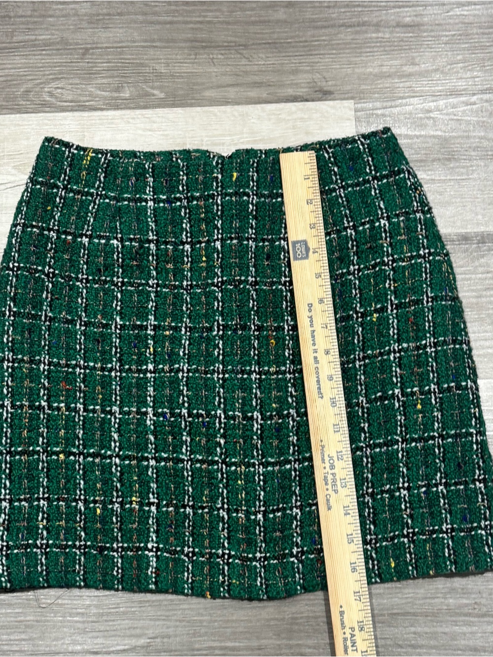 Anthropologie Hutch Green Textured Plaid Metallic Tweed Mini Skirt Size Small - Picture 7 of 8